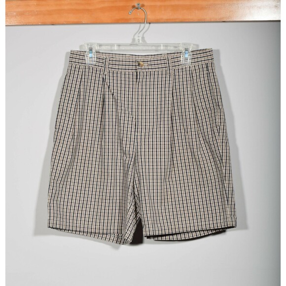 Nautica Other - Vintage Nautica Nantucket 100% Cotton Navy Check Pleated Front Shorts Sz 33